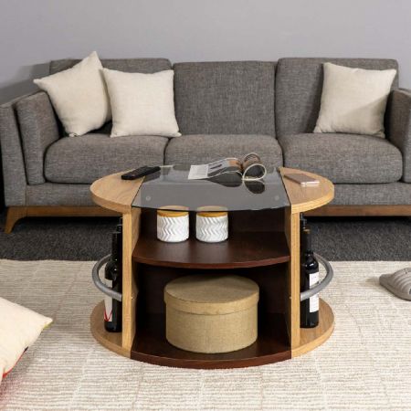 Storage Wine Glass Table Top Round Coffee Table - Storage Wine Glass Table Top Round Coffee Table